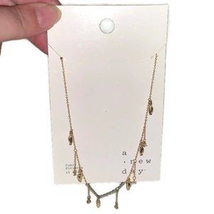 A New Day Necklace Women's Gold Delicate Drop Cubic Zirconia Stone Fringe Chain